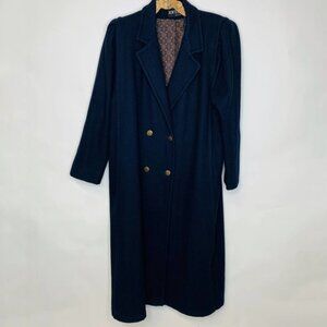 Vintage Navy Blue Wool Top Coat Dress Coat Sz Medium Union Made